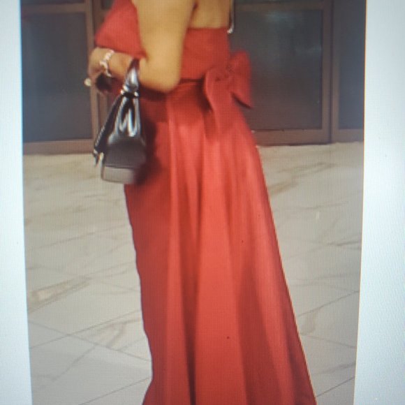 Taffeta Mermaid Evening Dress w/ Overskirt Strapless Long mermaid Dubai Gown - Picture 10 of 11